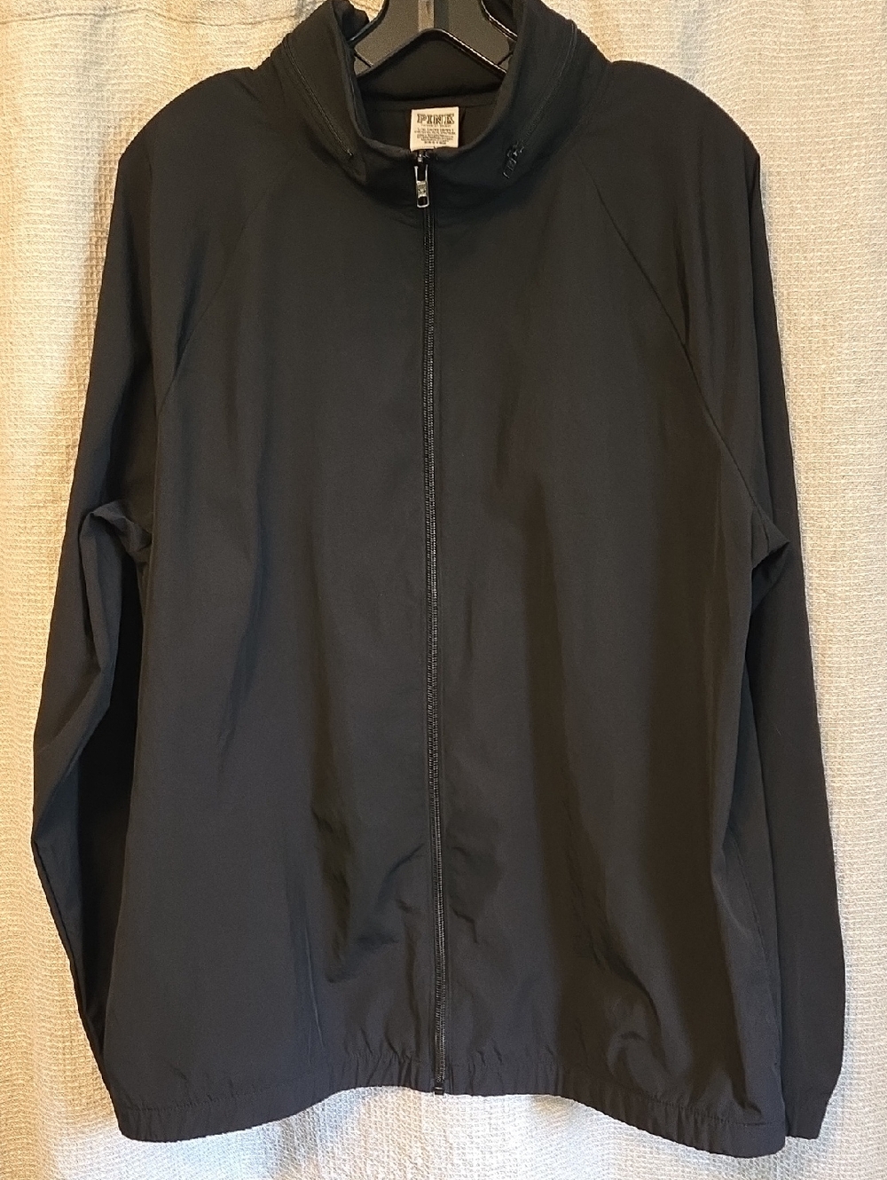 Victoria's Secret PINK mock neck Anorak windbreaker jacket Black Zips Hood Large